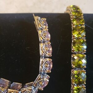 2 Park Lane Bracelets pink and green gemstones